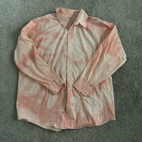 Light Orange Tie Dye Button Up Collared Shirt - Picture 5 of 9